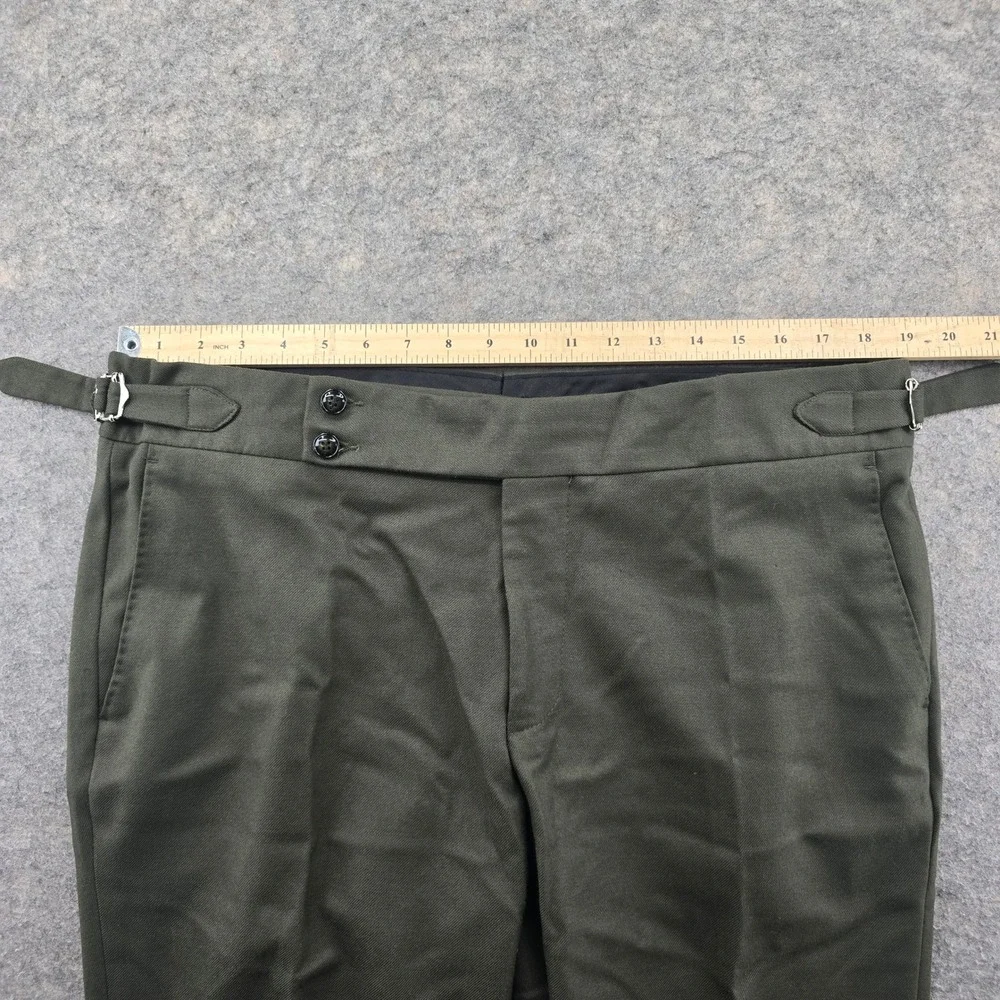 Terzi Adem Altun Dress Pants Trousers Mens 38x32 (US) Olive Green Side Adjuster